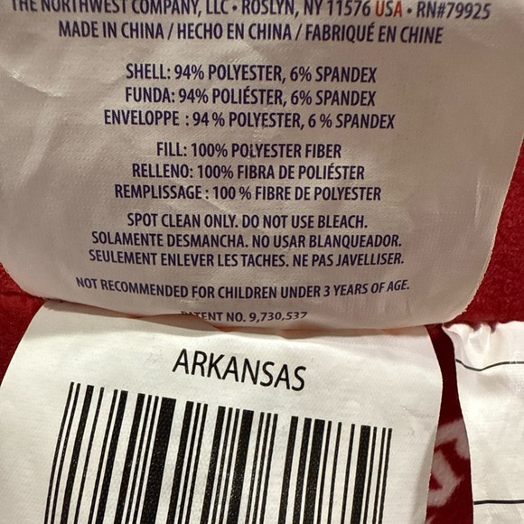 Northwest 11 inches -Red and Black Razorback Pillow.  Never played with. - Picture 8 of 9